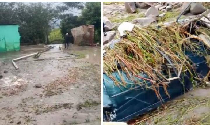 Açude rompe e água destrói parte de casa e arrasta carro em Bonito