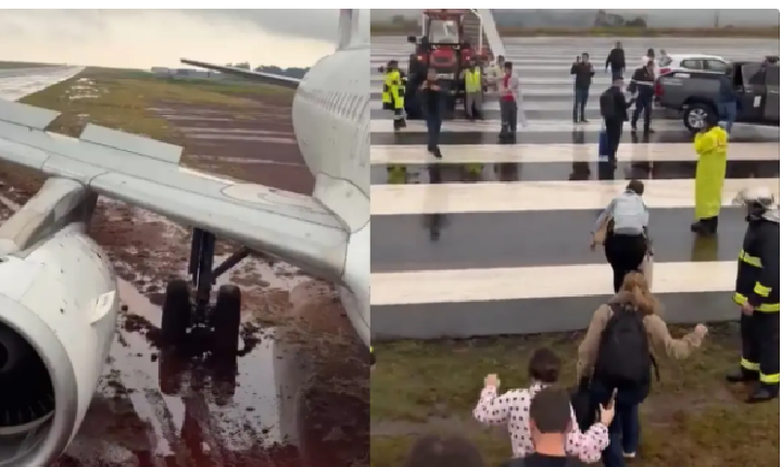 Avião com 151 pessoas a bordo sai da pista durante pouso no Paraná