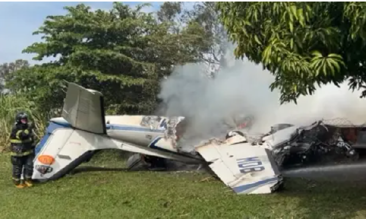 Avião de pequeno porte cai e deixa dois mortos em Marília, Interior de SP