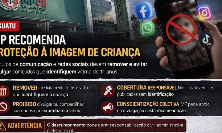 MP do Ceará recomenda que meios de comunicação retirem fotos e vídeos de criança falecida em Iguatu