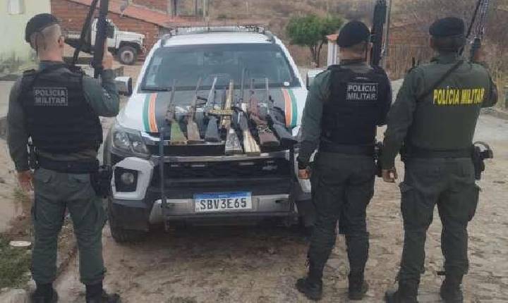 Sete armas de fogo são apreendidas pela Polícia Militar em Saboeiro