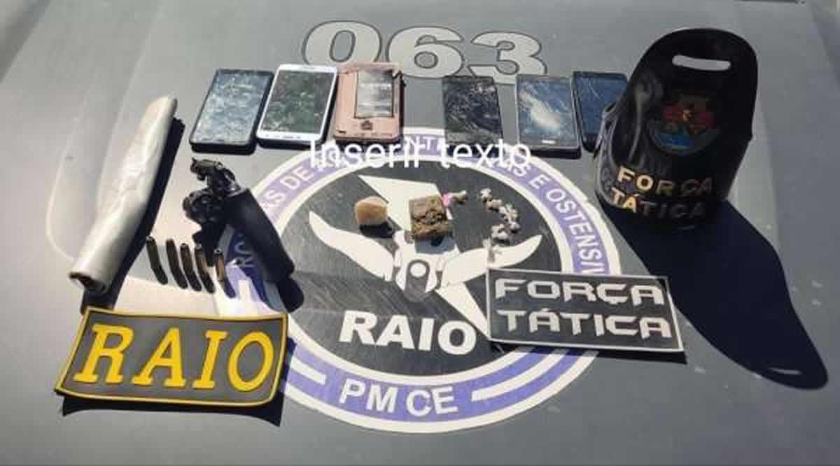 PMCE apreende revólver, drogas, celulares roubados e prende suspeito em Barbalha