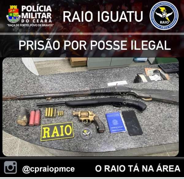 Indivíduo com três armas de fogo é preso pelo CPRAIO em Iguatu