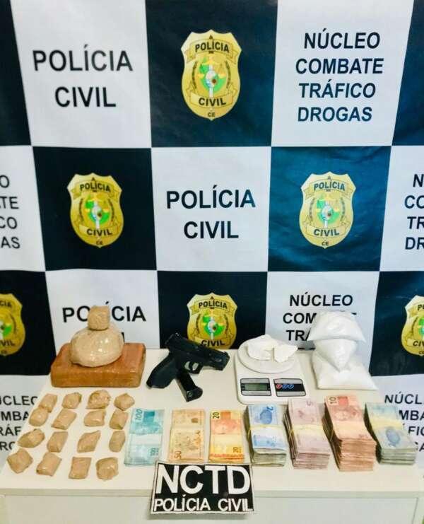 Polícia prende quatro pessoas e apreende drogas e arma em Juazeiro do Norte