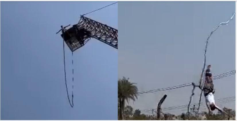 Homem cai de cinco metros após corda de bungee jump romper na Tailândia