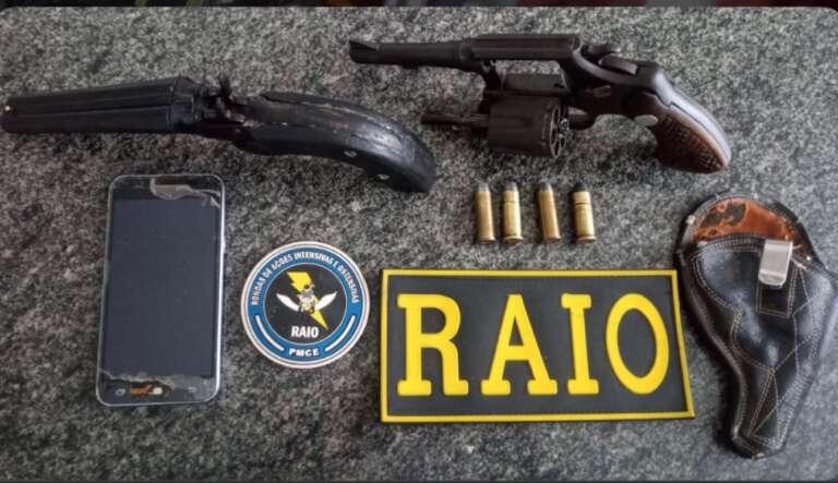 RAIO apreende duas armas de fogo e prende casal no Distrito do Gadelha em Iguatu