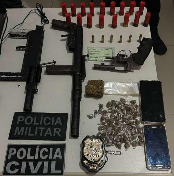 Trio suspeito de tráfico de drogas e porte ilegal de arma é preso em Milhã