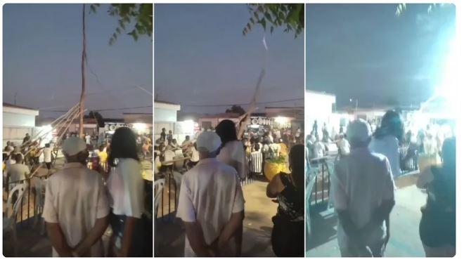 Pau da bandeira tomba durante celebração religiosa na cidade de Barbalha, no interior do Ceará
