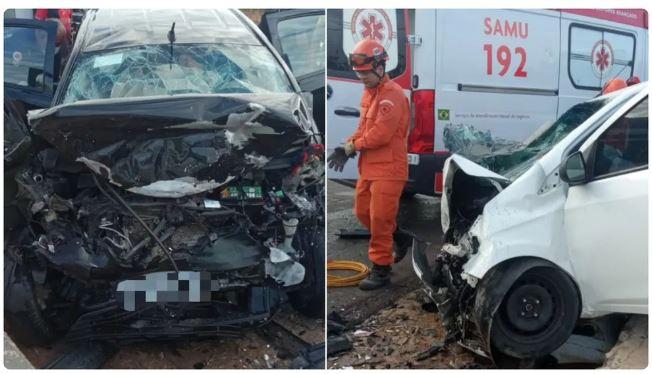 Colisão entre carros deixa 2 mortos e 9 feridos em Pacajus, no Ceará