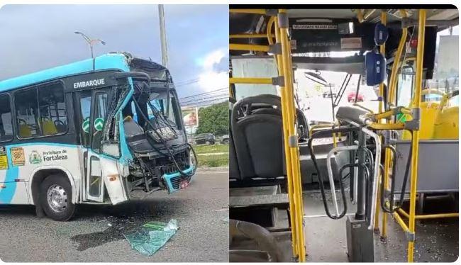 Acidente com dois ônibus deixa passageiros feridos em Fortaleza