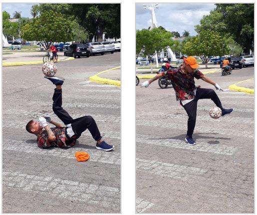 Artista ganha a vida fazendo malabares com bola nos semáforos de Iguatu no Ceará