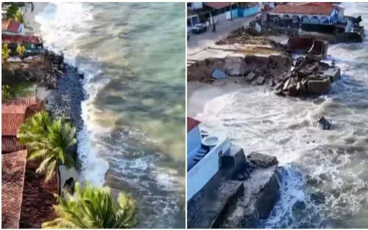 Mar avança na Paraíba e causa destruição