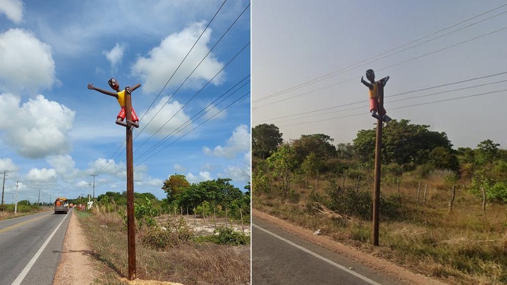 Escultura de 6 metros do artista e mestre da cultura Dim Brinquedim é furtada em Pindoretama