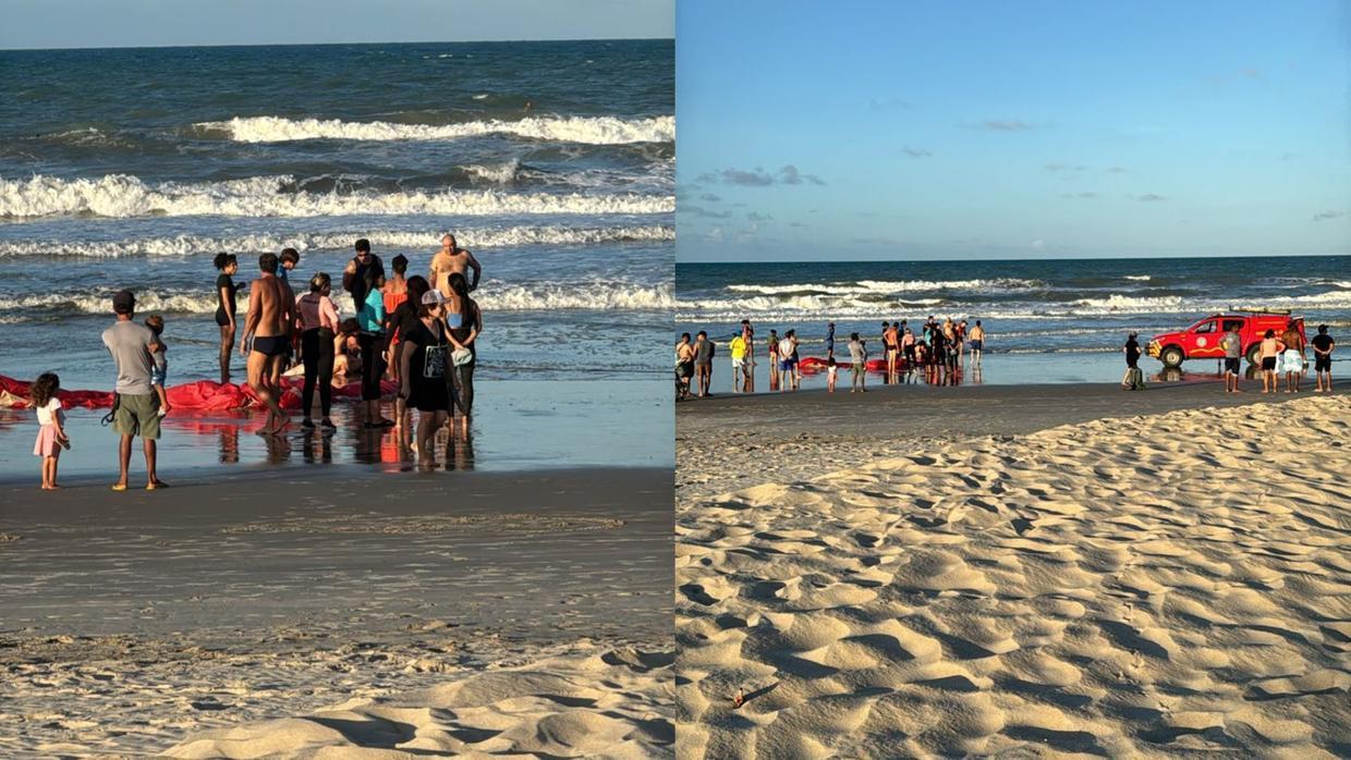 Paramotor cai e deixa feridos na Praia do Futuro, em Fortaleza