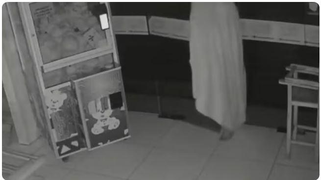 'Ladrão fantasma': vídeo flagra invasor coberto por lençol em loja de açaí em Fortaleza