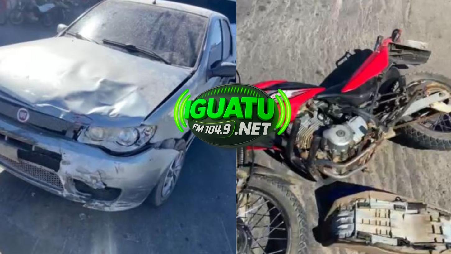 Acidente entre carro e moto deixa motociclista gravemente ferido, em Iguatu