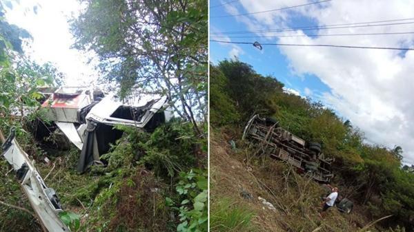 Homem morre após caminhão cair em uma ribanceira na CE-040, em Beberibe