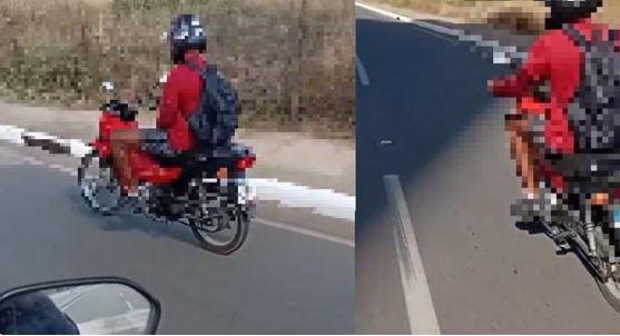 Homem é flagrado praticando suposto ato obsceno enquanto pilotava moto em Juazeiro do Norte