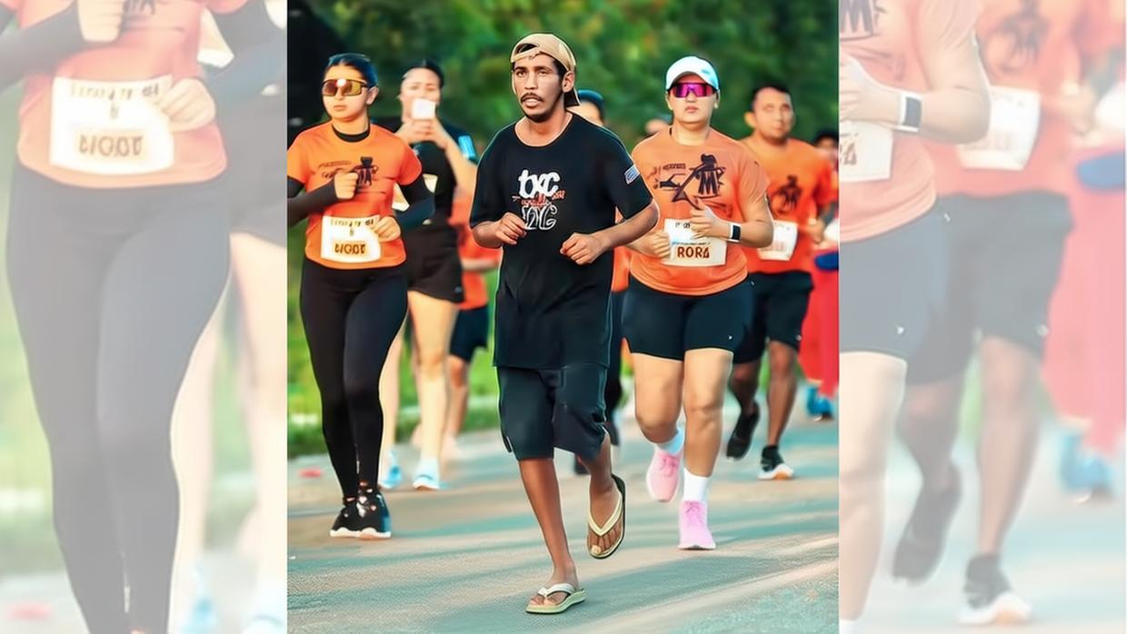Homem embriagado e de chinelo completa corrida de 8km e ganha medalha em Garrafão do Norte, no interior do Pará