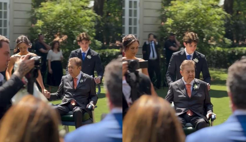 Em cadeira de rodas, Faustão acompanha filha ao altar durante casamento