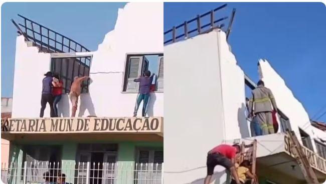Teto de secretaria de educação desaba e deixa mais de 20 professores feridos em Chaval, no interior do Ceará