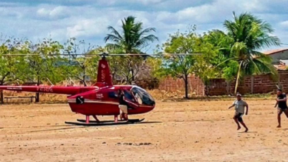 Helicóptero faz pouso de emergência e passageiros são assaltados em Itapiúna no Ceará