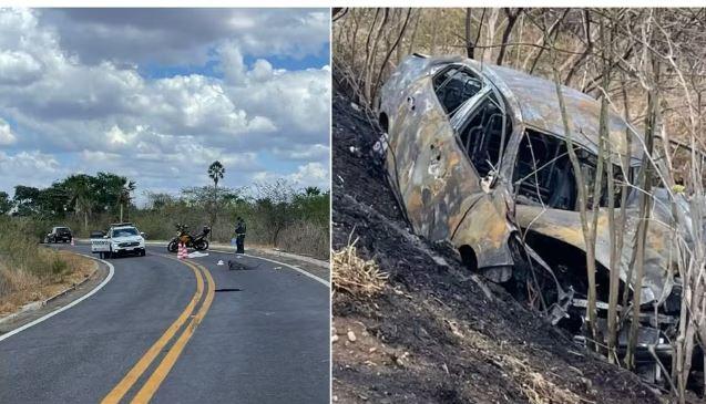 Família morre em colisão entre moto e carro em Groaíras, na região Norte do Ceará