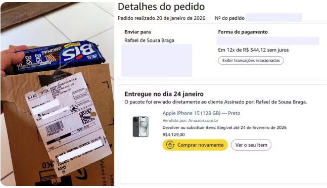 Morador de Itapipoca compra iPhone de R$ 4,1 mil pela internet e recebe caixa com biscoito de chocolate