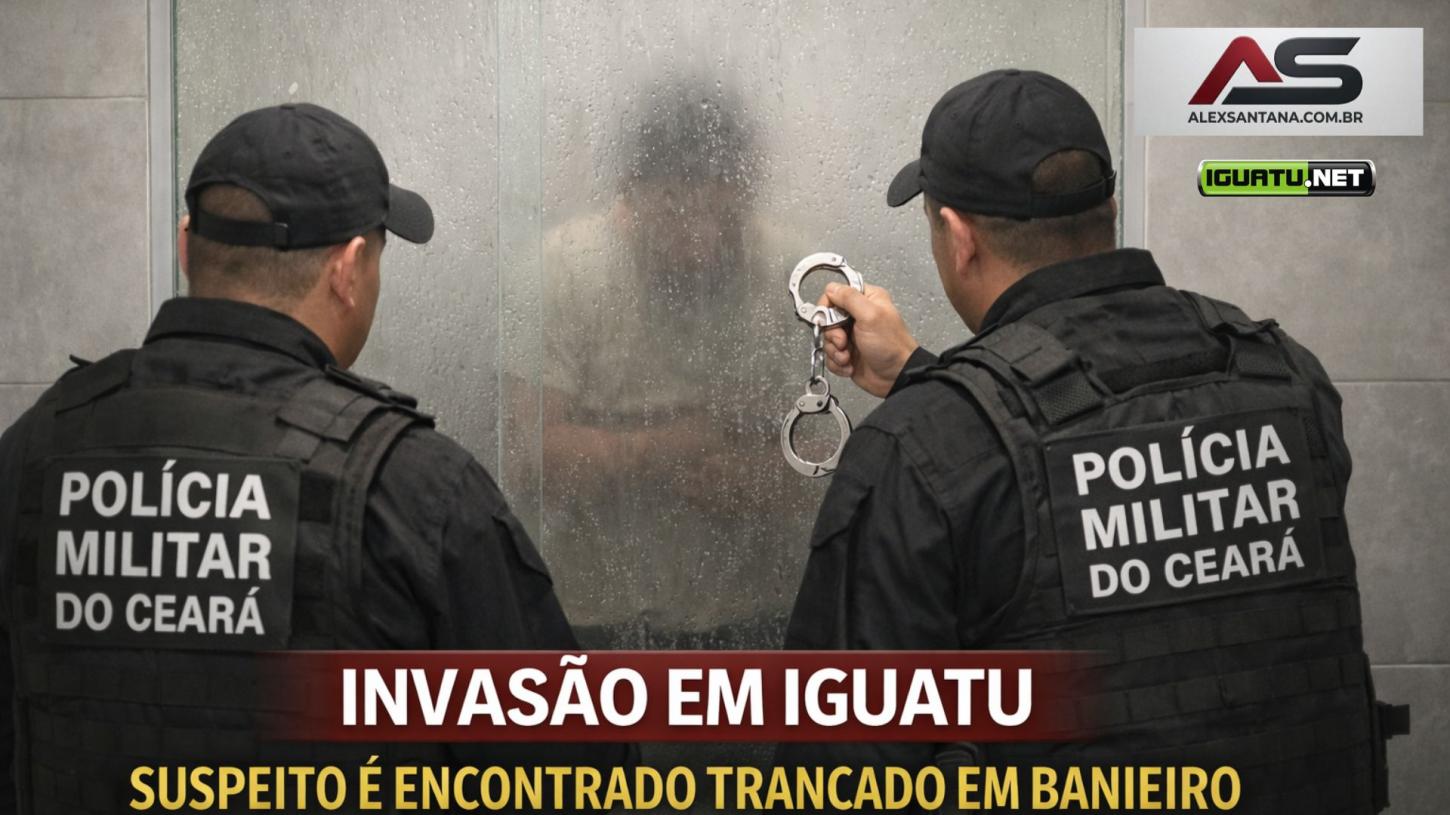Homem invade residência e é encontrado pelos policiais escondido dentro de banheiro, em Iguatu