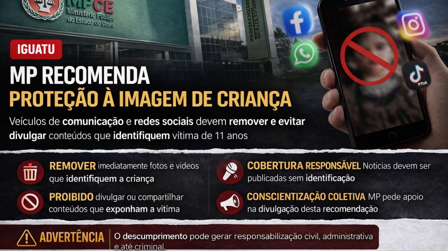 MP do Ceará recomenda que meios de comunicação retirem fotos e vídeos de criança falecida em Iguatu