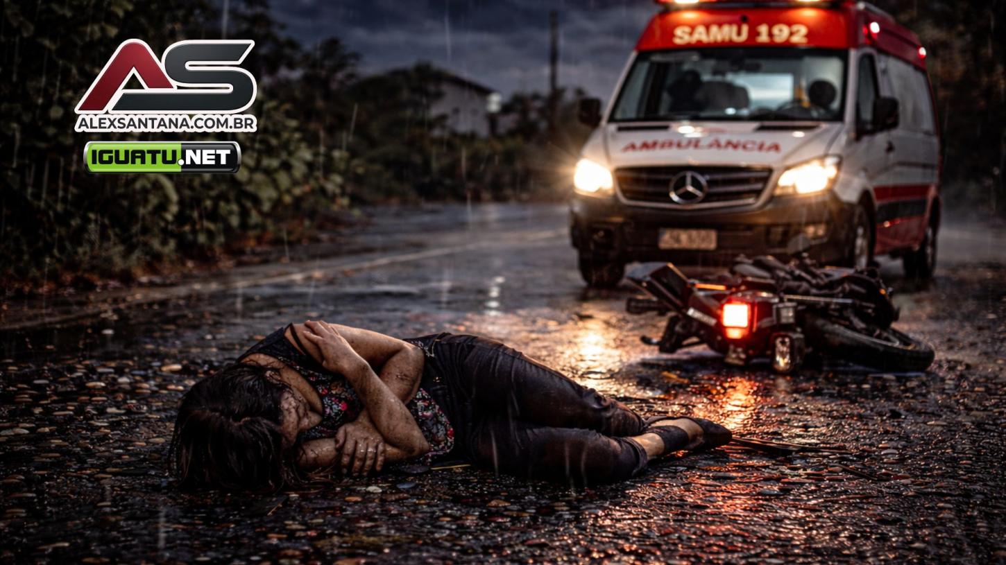 Mulher se joga de moto para evitar possível violência em Iguatu