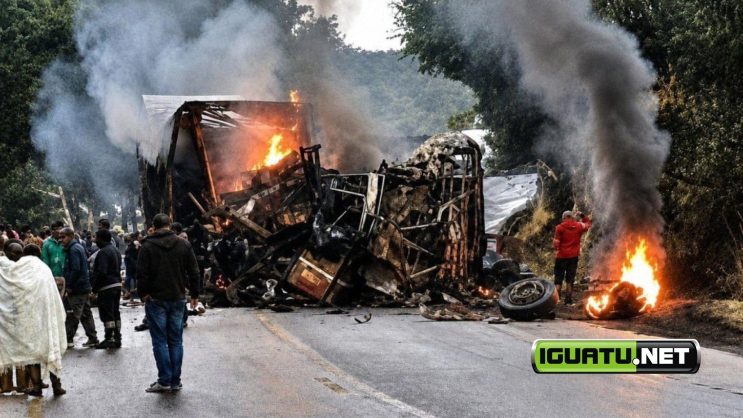 Colisão entre ônibus e caminhão deixa oito mortos e dez feridos em Minas Gerais