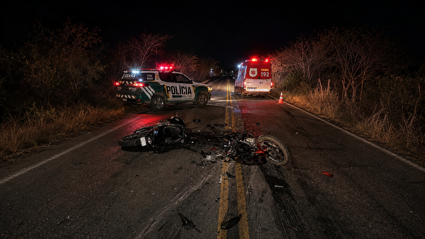 Colisão entre duas motos deixa um morto e outro ferido na CE-060, em Mombaça