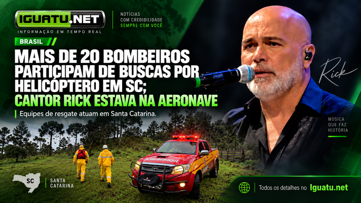 BUSCAS POR HELICÓPTERO COM CANTOR RICK MOBILIZAM MAIS DE 20 BOMBEIROS EM SANTA CATARINA