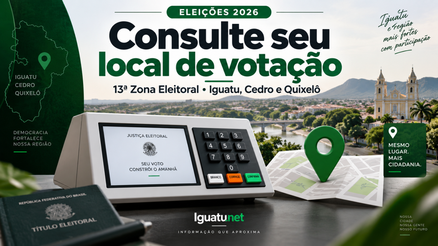 Eleições 2026: consulte os locais de votação em Iguatu, Cedro e Quixelô
