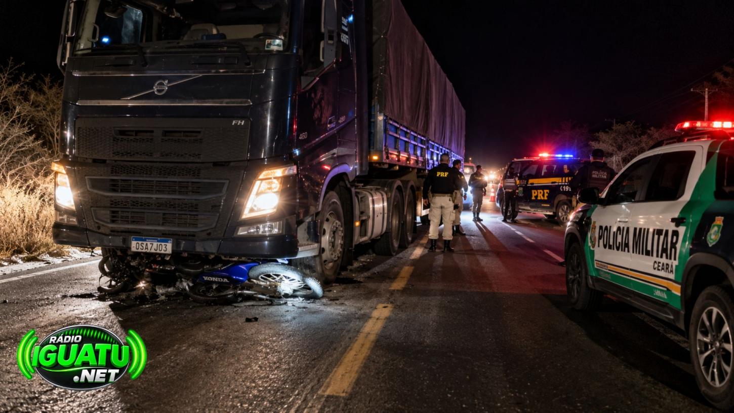 Motociclista morre em colisão com caminhão na BR-116, em Ipaumirim