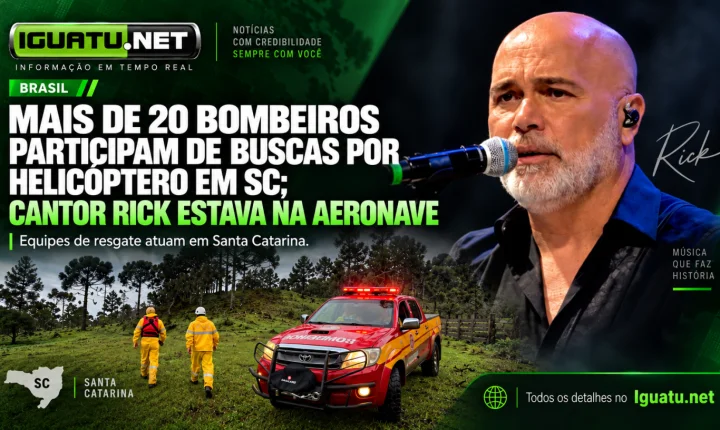BUSCAS POR HELICÓPTERO COM CANTOR RICK MOBILIZAM MAIS DE 20 BOMBEIROS EM SANTA CATARINA